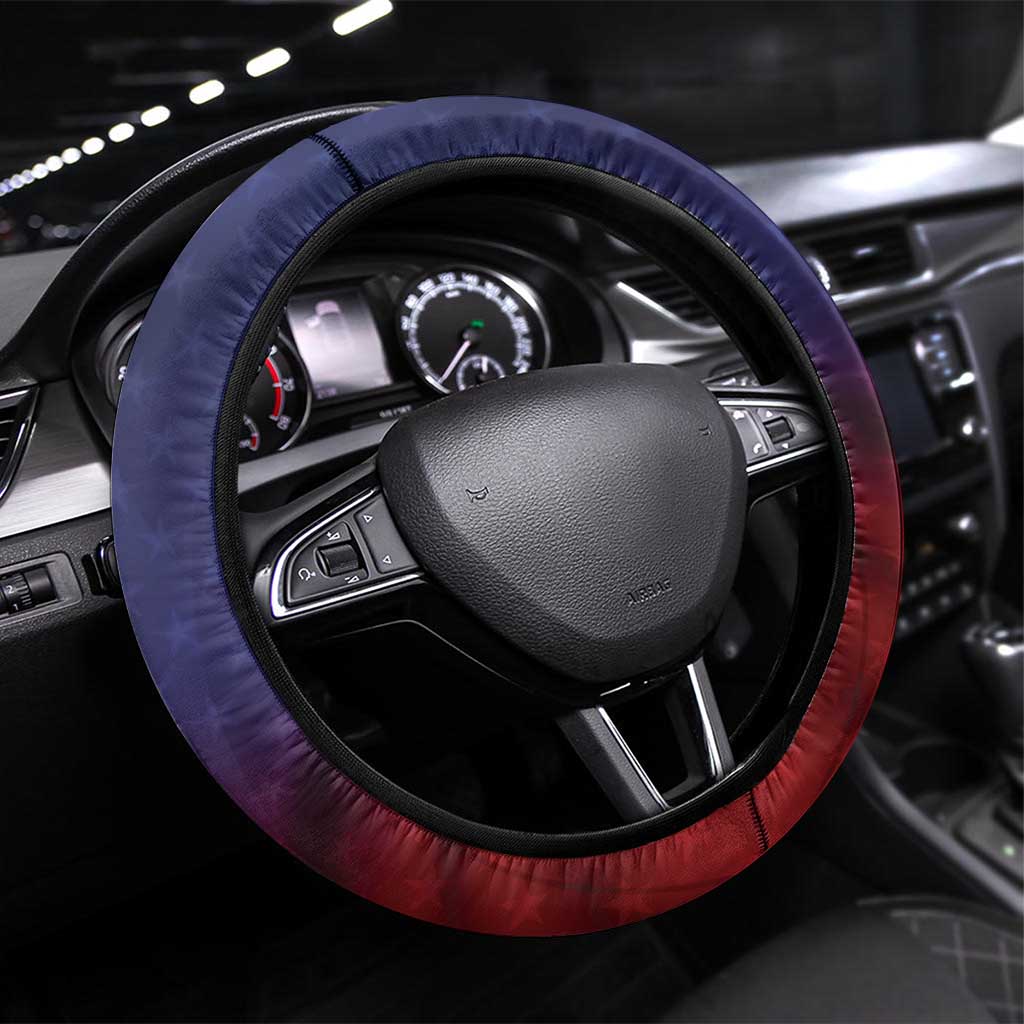 Northern Mariana Islands 4th of July Steering Wheel Cover Plumeria USA Eagle