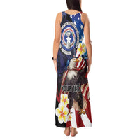 Personalized Northern Mariana Islands 4th of July Tank Maxi Dress Plumeria USA Eagle