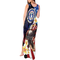 Personalized Northern Mariana Islands 4th of July Tank Maxi Dress Plumeria USA Eagle
