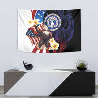 Northern Mariana Islands 4th of July Tapestry Plumeria USA Eagle