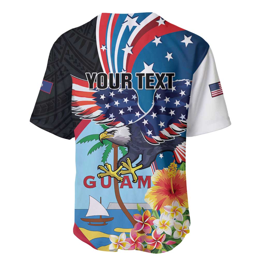 Personalized Guam Fourth of July Baseball Jersey Tropical Flowers