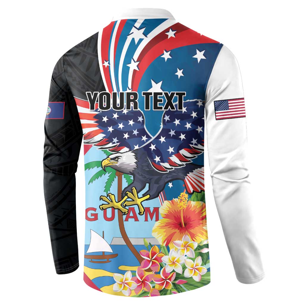 Personalized Guam Fourth of July Button Sweatshirt Tropical Flowers