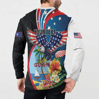 Personalized Guam Fourth of July Button Sweatshirt Tropical Flowers