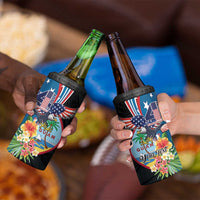 Personalized Guam Fourth of July 4 in 1 Can Cooler Tumbler Tropical Flowers