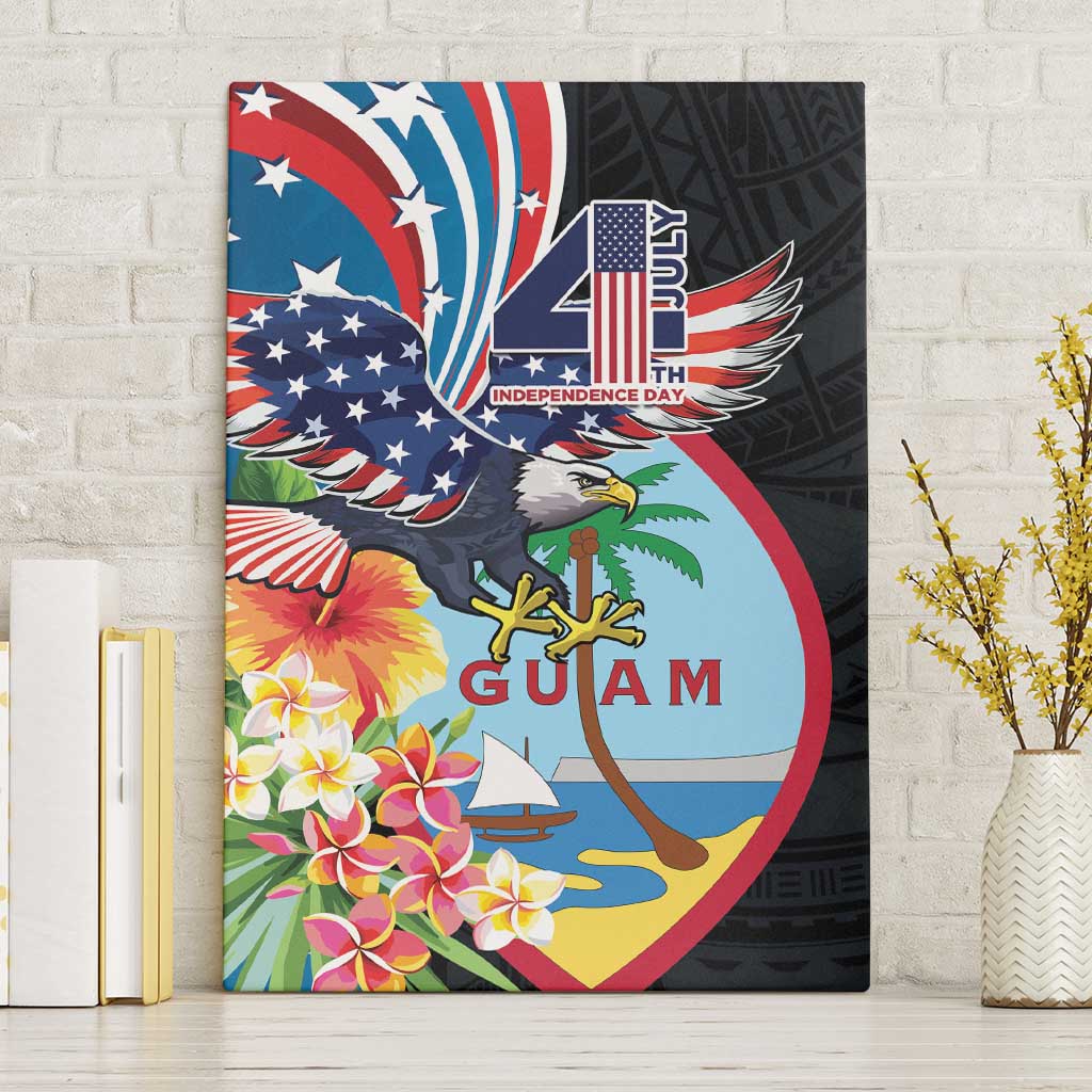 Guam Fourth of July Canvas Wall Art Tropical Flowers