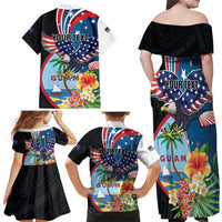 Personalized Guam Fourth of July Family Matching Off Shoulder Maxi Dress and Hawaiian Shirt Tropical Flowers LT01 - Polynesian Pride