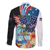 Personalized Guam Fourth of July Family Matching Puletasi and Hawaiian Shirt Tropical Flowers