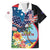 Personalized Guam Fourth of July Family Matching Short Sleeve Bodycon Dress and Hawaiian Shirt Tropical Flowers