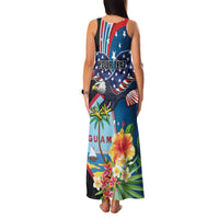 Personalized Guam Fourth of July Family Matching Tank Maxi Dress and Hawaiian Shirt Tropical Flowers
