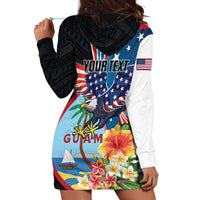 Personalized Guam Fourth of July Hoodie Dress Tropical Flowers