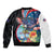 Personalized Guam Fourth of July Sleeve Zip Bomber Jacket Tropical Flowers