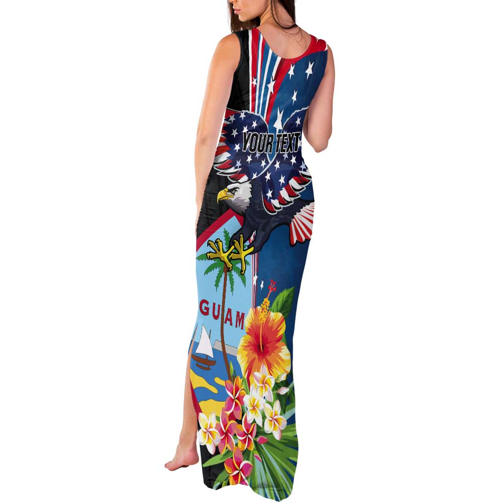 Personalized Guam Fourth of July Tank Maxi Dress Tropical Flowers
