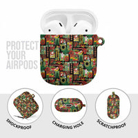 Hawaiian Santa Christmas Pattern AirPods Case Black Version - Polynesian Pride