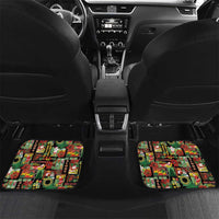 Hawaiian Santa Christmas Pattern Car Mats Black Version - Polynesian Pride