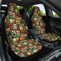 Hawaiian Santa Christmas Pattern Car Seat Cover Black Version - Polynesian Pride