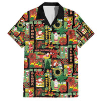 Hawaiian Santa Christmas Pattern Family Matching Summer Maxi Dress and Hawaiian Shirt Black Version - Polynesian Pride