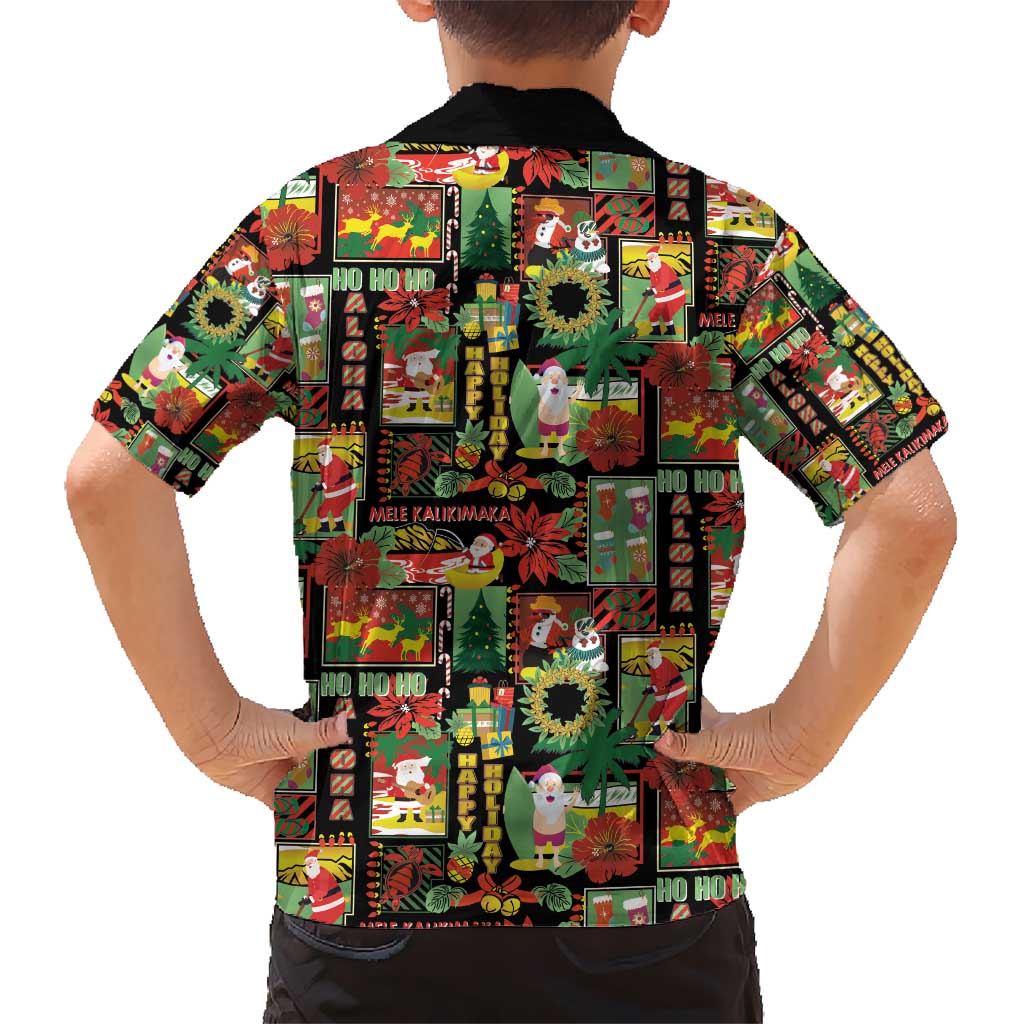 Hawaiian Santa Christmas Pattern Hawaiian Shirt Black Version - Polynesian Pride
