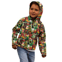 Hawaiian Santa Christmas Pattern Kid Hoodie Black Version - Polynesian Pride