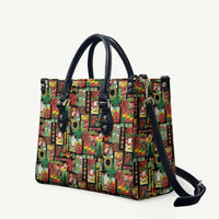 Hawaiian Santa Christmas Pattern Leather Bag Black Version - Polynesian Pride