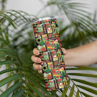 Hawaiian Santa Christmas Pattern Skinny Tumbler Black Version - Polynesian Pride