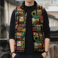 Hawaiian Santa Christmas Pattern Sleeveless Puffer Jacket Black Version - Polynesian Pride