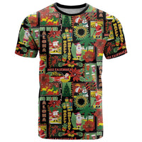 Hawaiian Santa Christmas Pattern T Shirt Black Version - Polynesian Pride