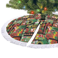 Hawaiian Santa Christmas Pattern Tree Skirt Black Version - Polynesian Pride