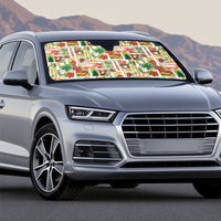 Hawaiian Santa Christmas Pattern Auto Sun Shade White Version - Polynesian Pride