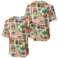 Hawaiian Santa Christmas Pattern Baseball Jersey White Version - Polynesian Pride