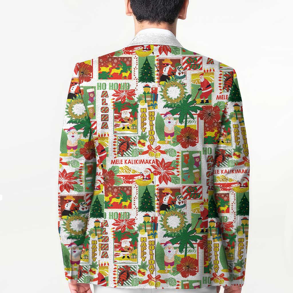 Hawaiian Santa Christmas Pattern Blazer White Version - Polynesian Pride