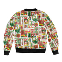 Hawaiian Santa Christmas Pattern Bomber Jacket White Version - Polynesian Pride