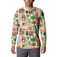Hawaiian Santa Christmas Pattern Button Sweatshirt White Version - Polynesian Pride