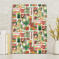 Hawaiian Santa Christmas Pattern Canvas Wall Art White Version - Polynesian Pride