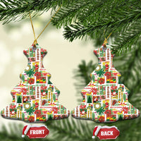 Hawaiian Santa Christmas Pattern Ceramic Ornament White Version - Polynesian Pride