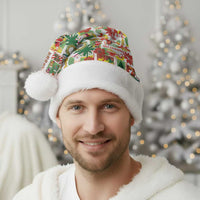 Hawaiian Santa Christmas Pattern Christmas Santa Hat White Version - Polynesian Pride