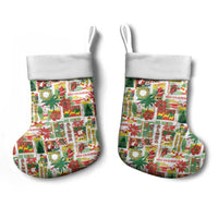 Hawaiian Santa Christmas Pattern Christmas Stocking White Version - Polynesian Pride