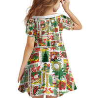 Hawaiian Santa Christmas Pattern Family Matching Off Shoulder Short Dress and Hawaiian Shirt White Version - Polynesian Pride