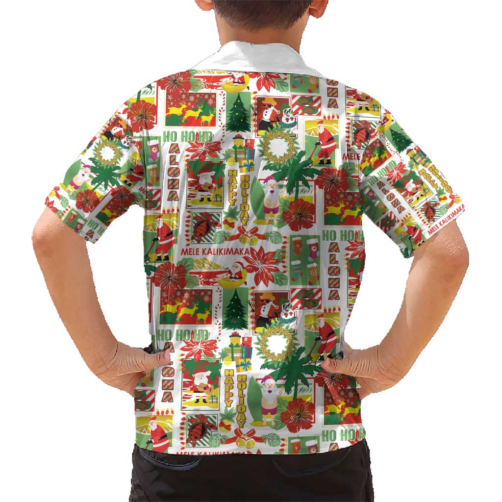 Hawaiian Santa Christmas Pattern Family Matching Short Sleeve Bodycon Dress and Hawaiian Shirt White Version - Polynesian Pride
