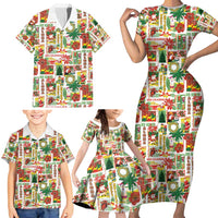 Hawaiian Santa Christmas Pattern Family Matching Short Sleeve Bodycon Dress and Hawaiian Shirt White Version - Polynesian Pride