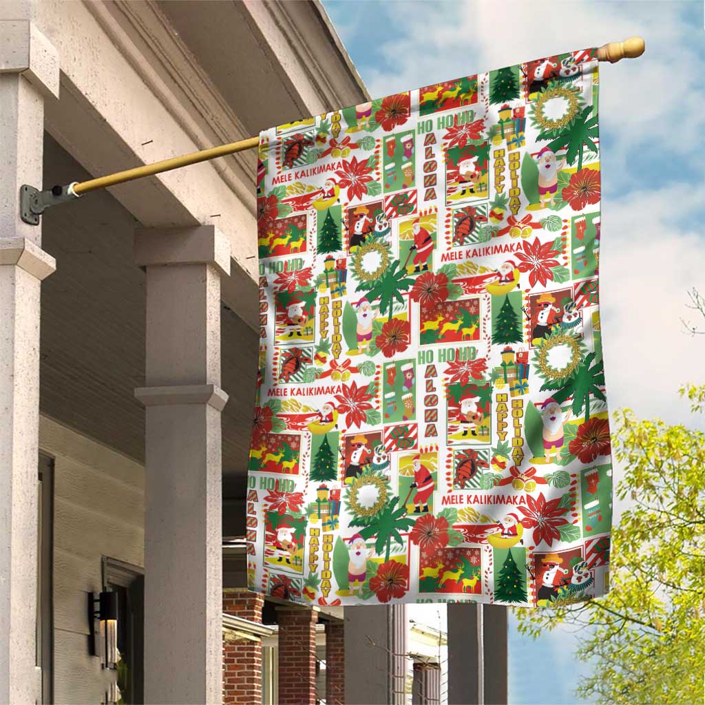 Hawaiian Santa Christmas Pattern Garden Flag White Version - Polynesian Pride