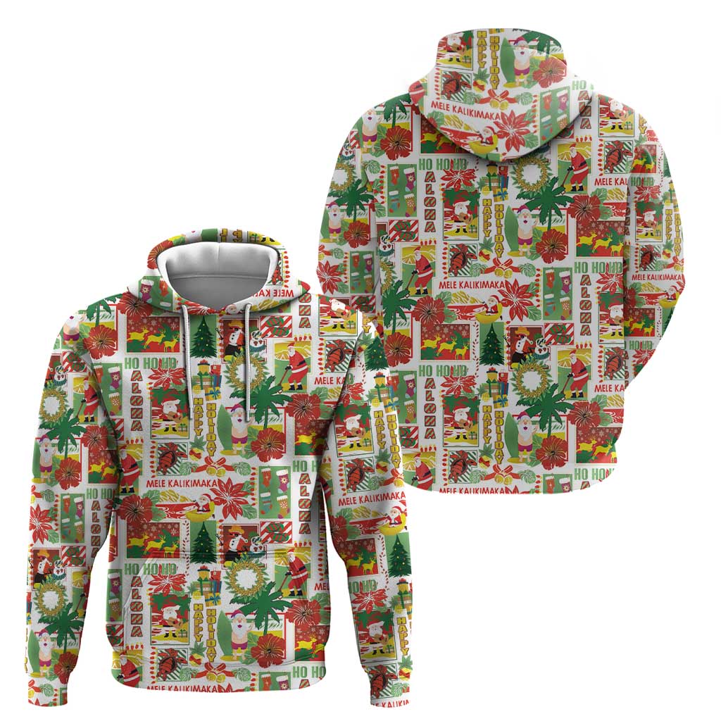 Hawaiian Santa Christmas Pattern Hoodie White Version - Polynesian Pride