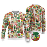 Hawaiian Santa Christmas Pattern Ugly Christmas Sweater White Version - Polynesian Pride