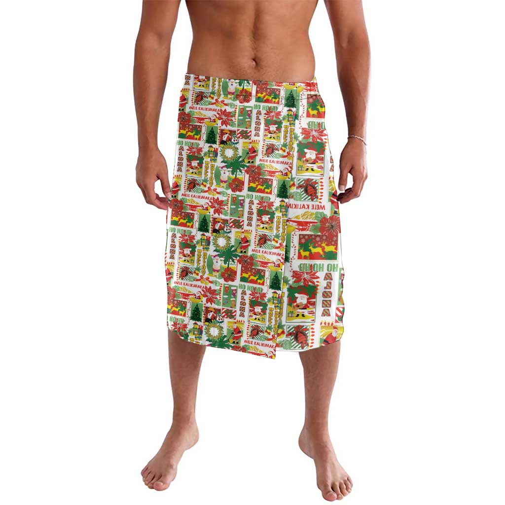 Hawaiian Santa Christmas Pattern Lavalava White Version - Polynesian Pride