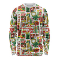 Hawaiian Santa Christmas Pattern Long Sleeve Shirt White Version - Polynesian Pride