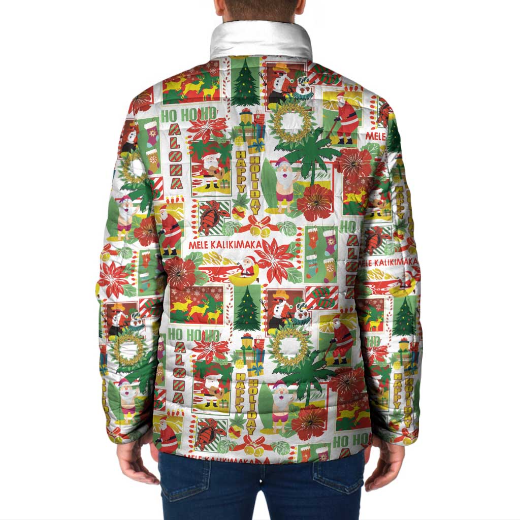 Hawaiian Santa Christmas Pattern Padded Jacket White Version - Polynesian Pride