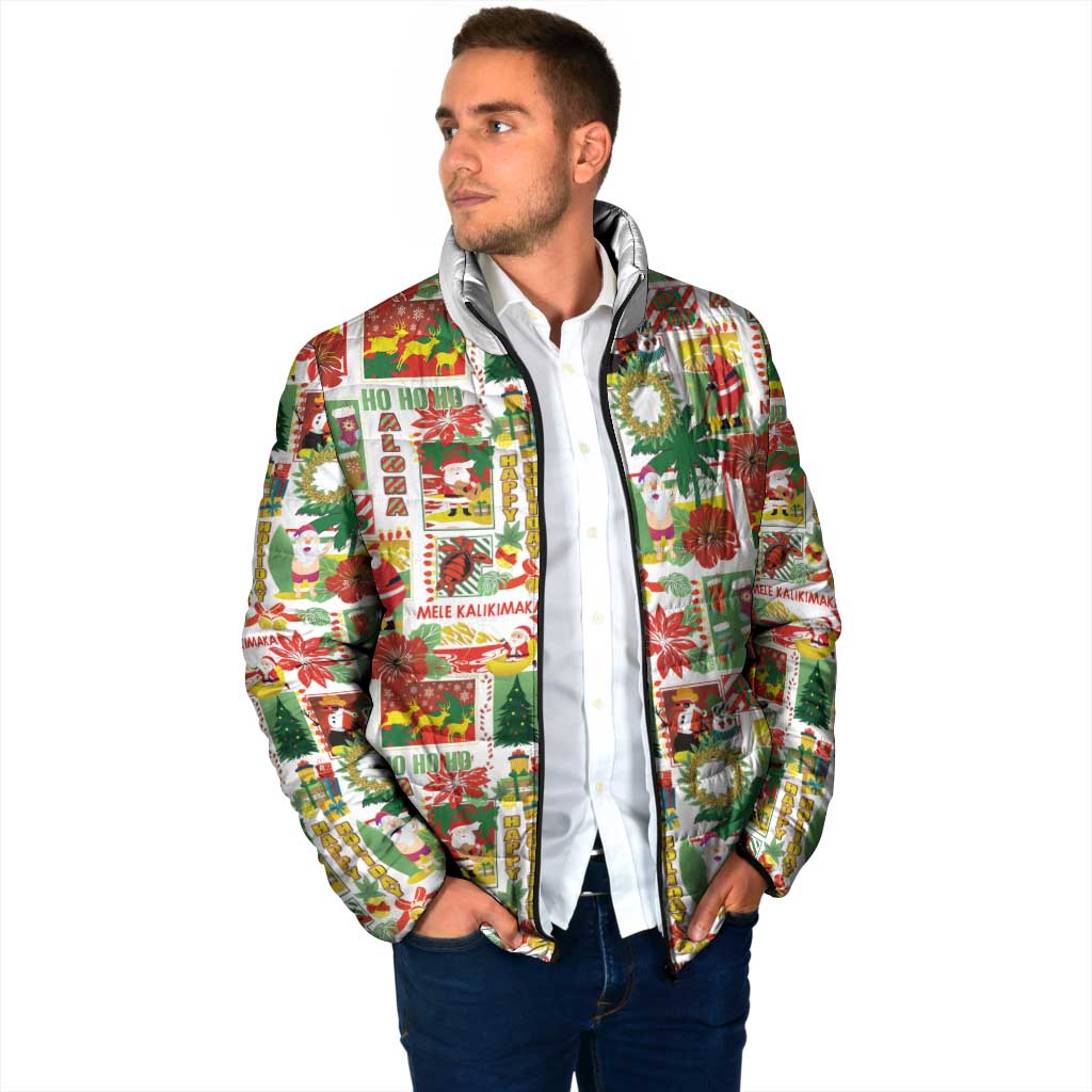 Hawaiian Santa Christmas Pattern Padded Jacket White Version - Polynesian Pride