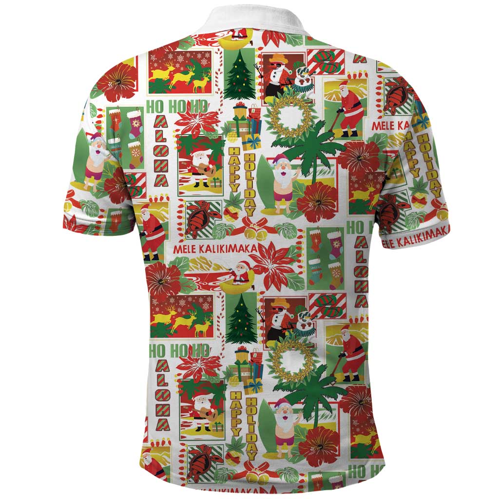 Hawaiian Santa Christmas Pattern Polo Shirt White Version LT01 - Polynesian Pride