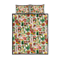 Hawaiian Santa Christmas Pattern Quilt Bed Set White Version - Polynesian Pride