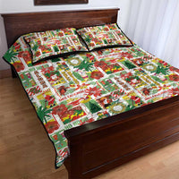 Hawaiian Santa Christmas Pattern Quilt Bed Set White Version - Polynesian Pride