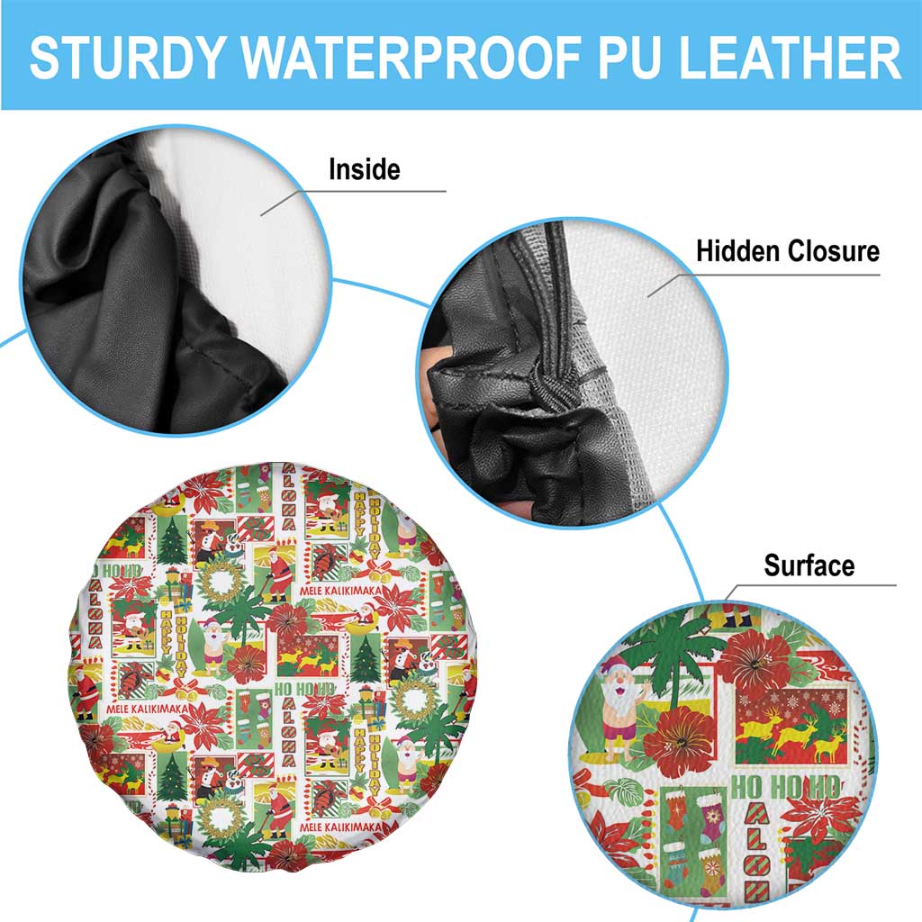 Hawaiian Santa Christmas Pattern Spare Tire Cover White Version - Polynesian Pride